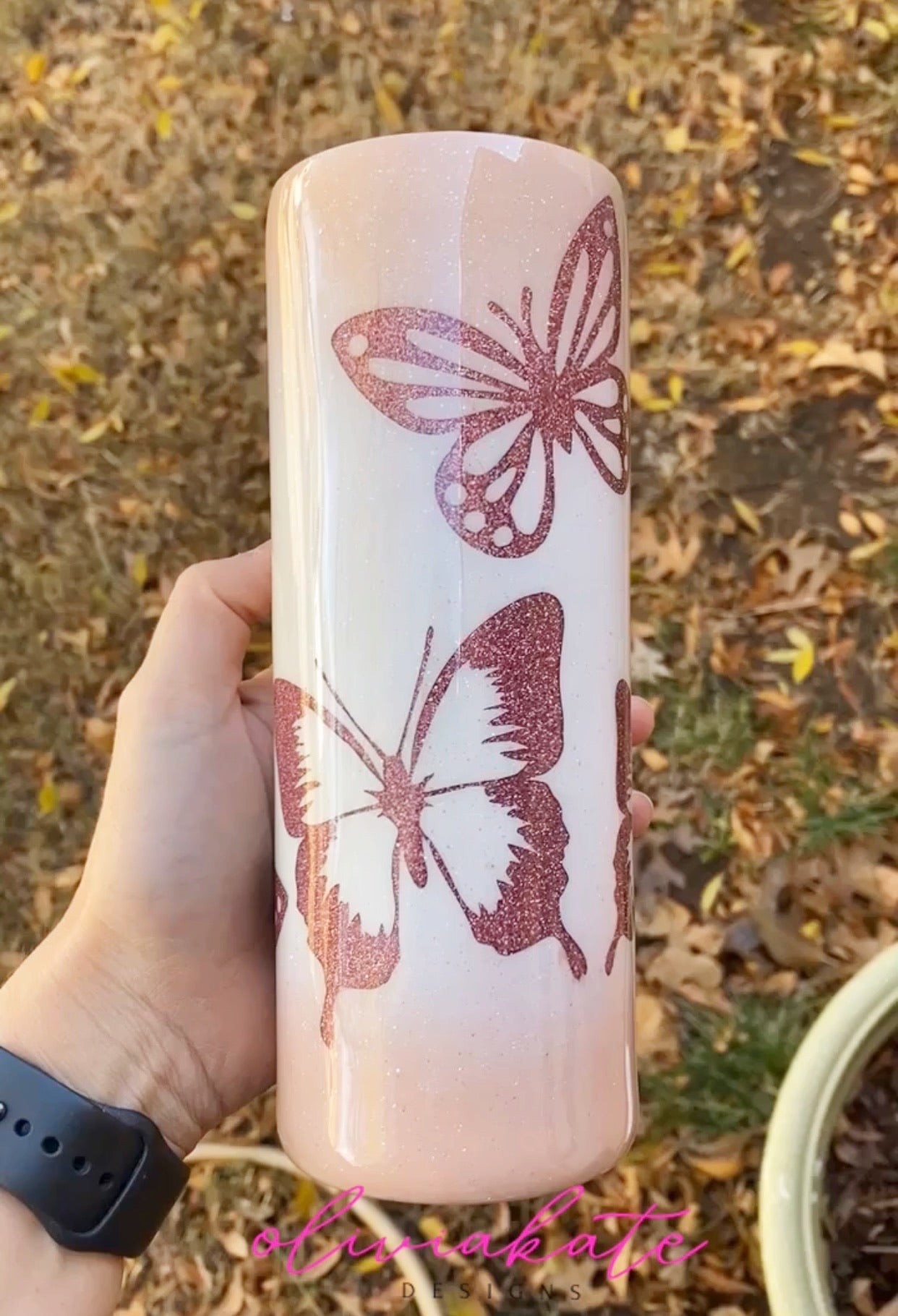 LV Rose Gold Glitter Tumbler – Olivia Kate Designs